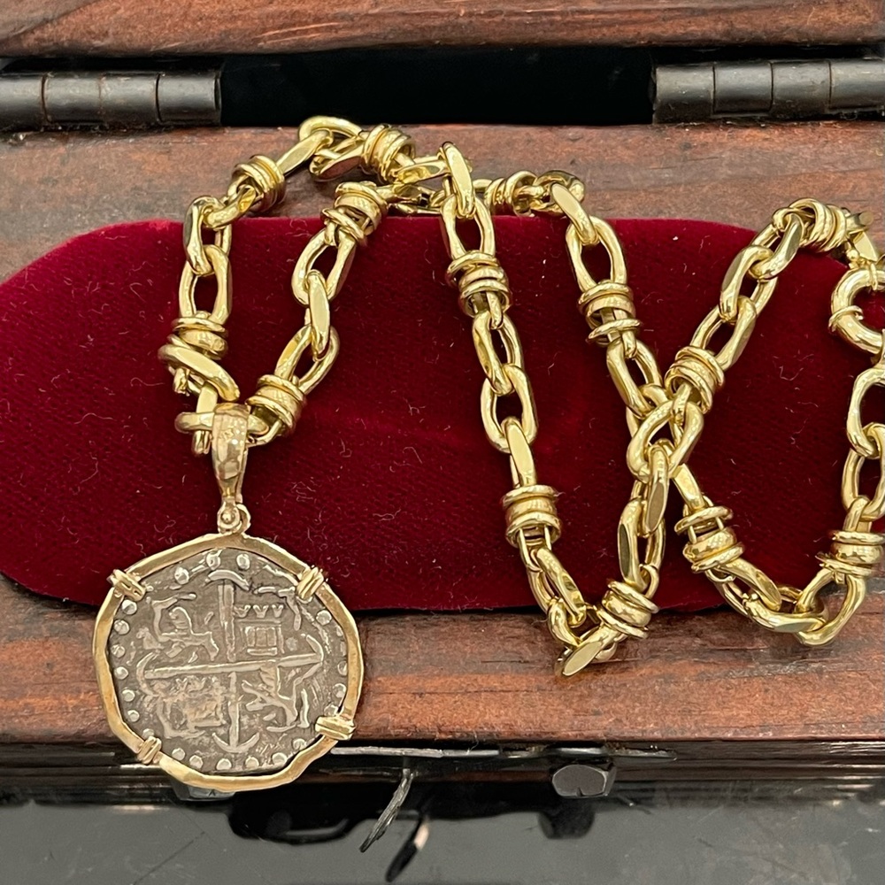 Atocha shipwreck treasure Mel fisher silver coin necklace